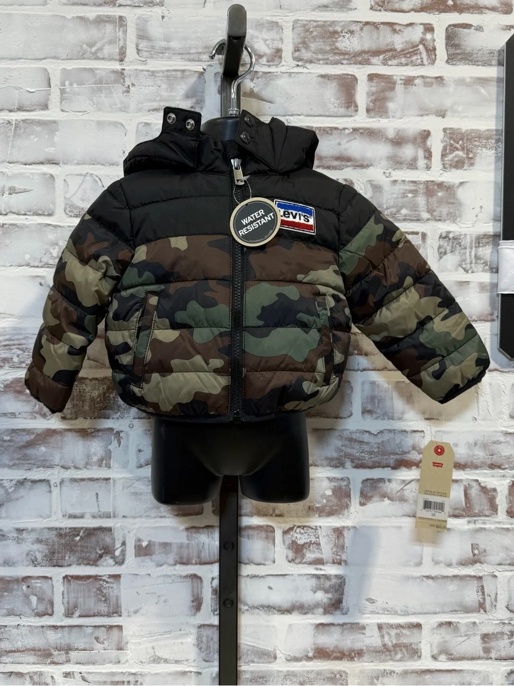 Levi's Kids Camo Puffer Jacket - Black, Green & Brown